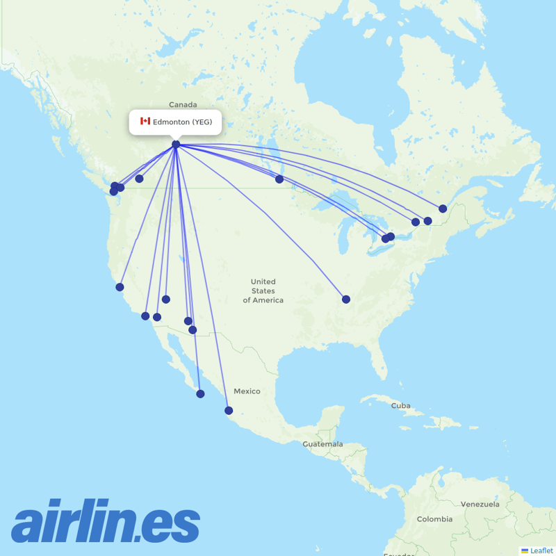 Flair Airlines from Edmonton International Airport destination map