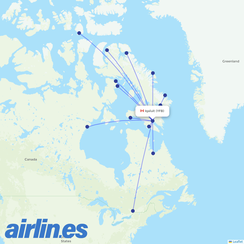 Canadian North from Iqaluit destination map