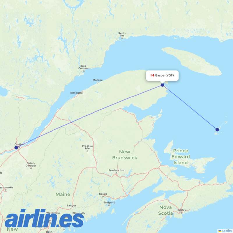 PAL Aerospace from Gaspe destination map