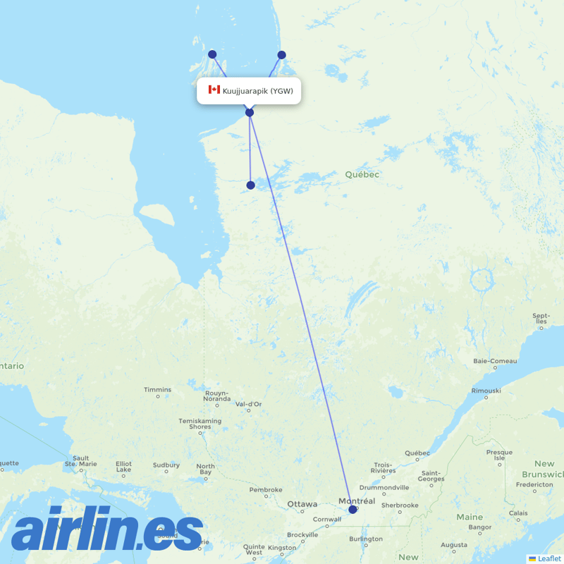 Air Inuit from Kuujjuarapik destination map