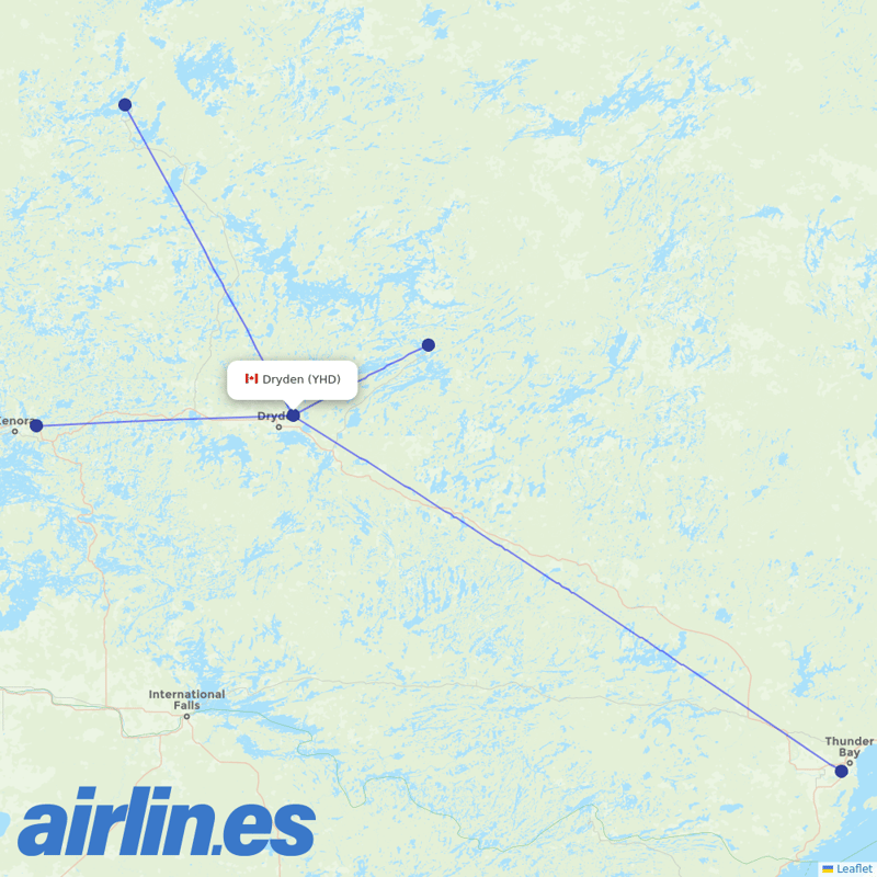 Bearskin Airlines from Dryden Rgnl destination map