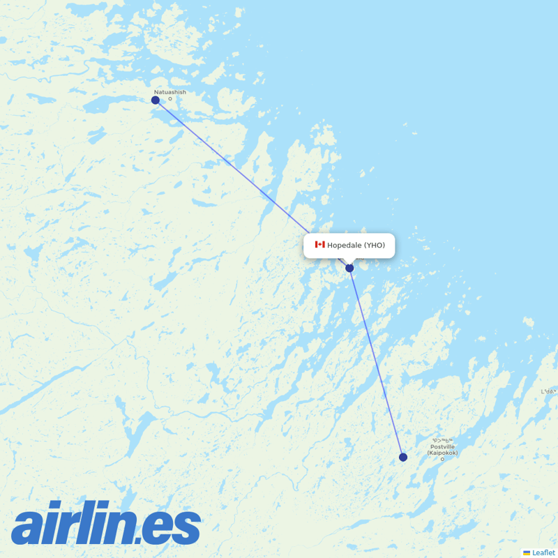 PAL Aerospace from Hopedale Airport destination map
