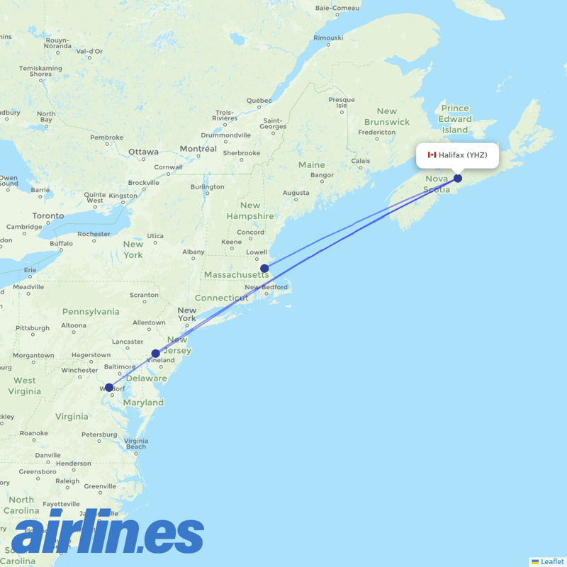 American Airlines from Halifax International destination map