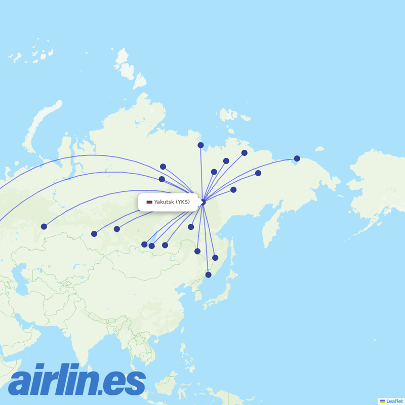 Yakutia from Yakutsk destination map