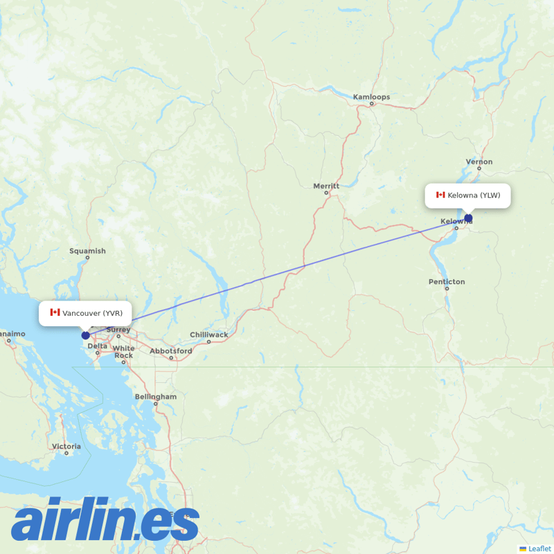 Air North from Kelowna destination map