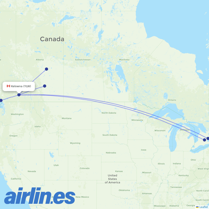 Flair Airlines from Kelowna destination map