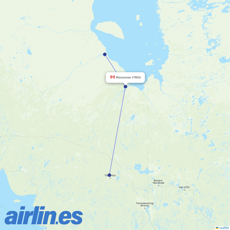 Air Creebec from Moosonee destination map