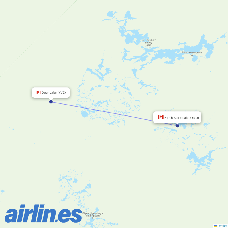 Bearskin Airlines from North Spirit Lake destination map