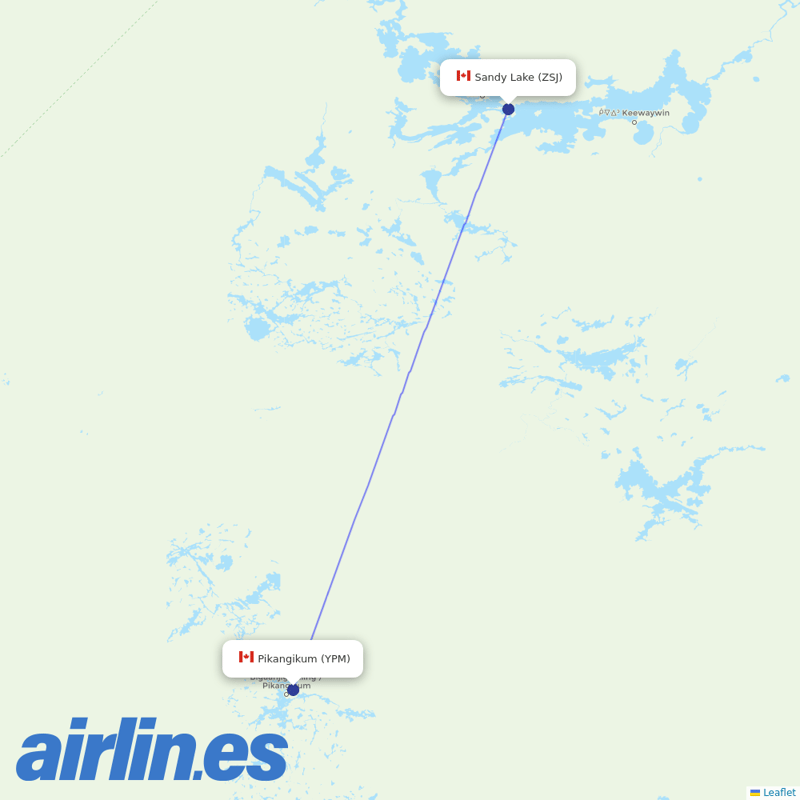 Bearskin Airlines from Pikangikum Airport destination map