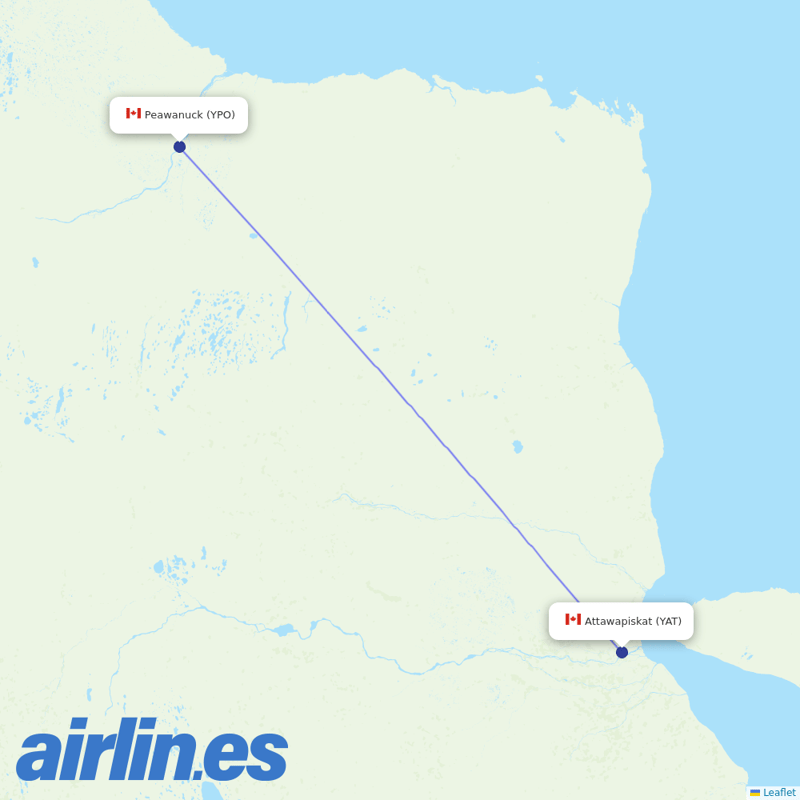 Air Creebec from Peawanuck destination map