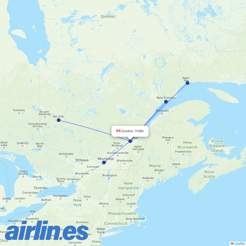 Air Liaison from Quebec Jean Lesage International destination map