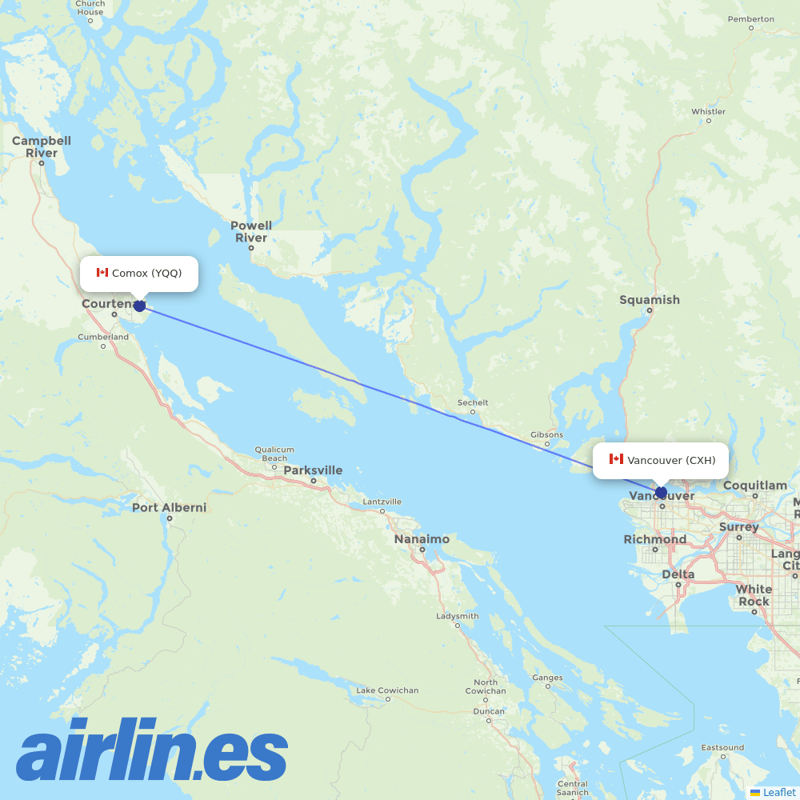 Harbour Air from Comox destination map