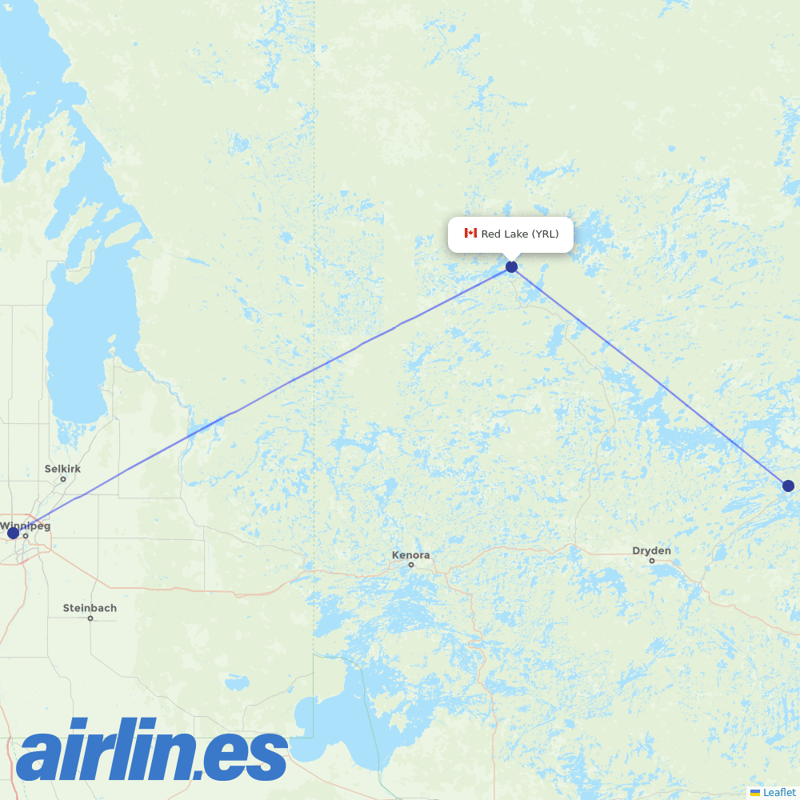 Bearskin Airlines from Red Lake Airport destination map