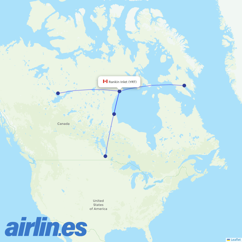 Canadian North from Rankin Inlet destination map