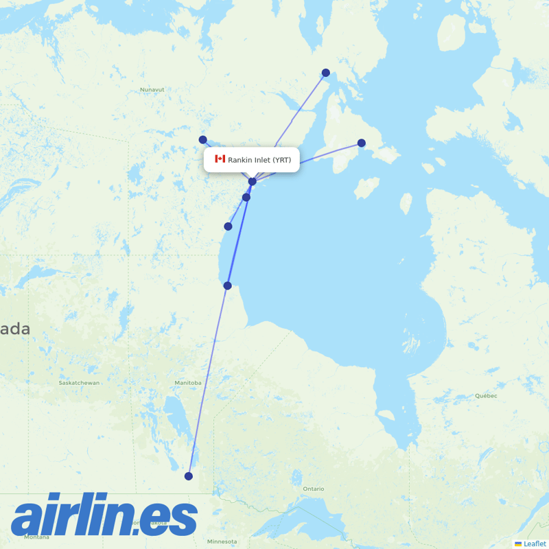 Calm Air International from Rankin Inlet destination map