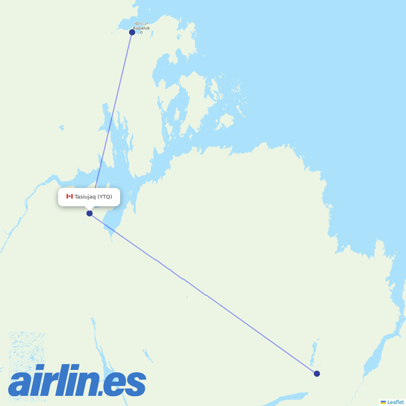 Air Inuit from Tasiujuaq destination map