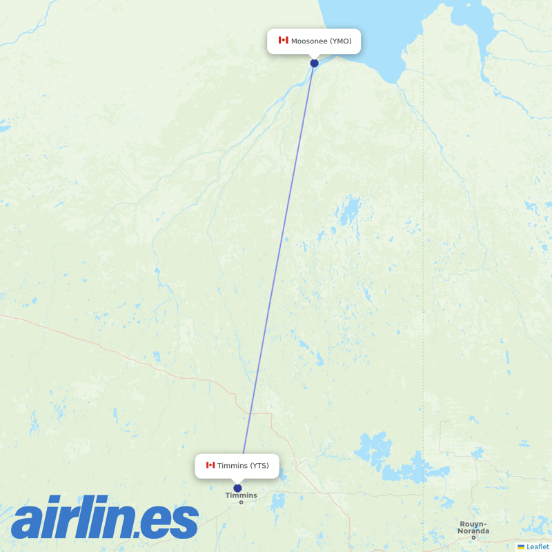 Air Creebec from Timmins destination map