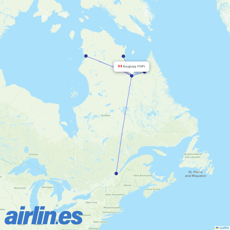 Air Inuit from Kuujjuaq destination map