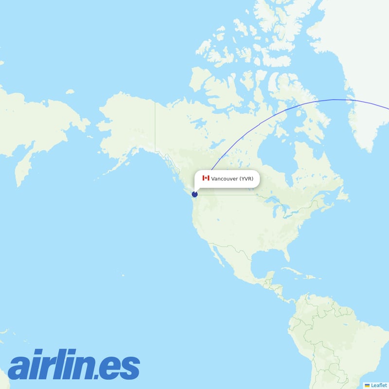 Edelweiss Air from Vancouver International Airport destination map