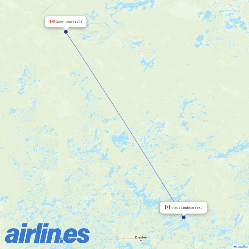 Bearskin Airlines from Deer Lake Airport destination map