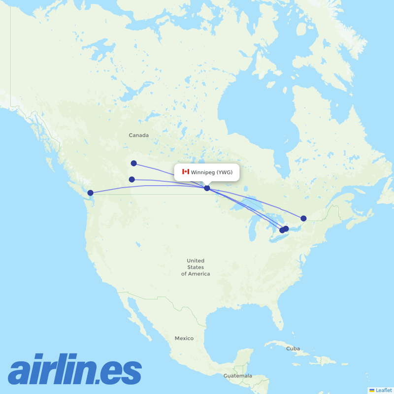 Flair Airlines from Winnipeg International destination map