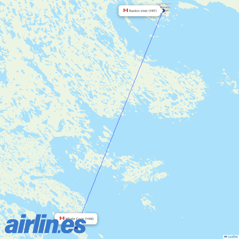 Calm Air International from Whale Cove Airport destination map