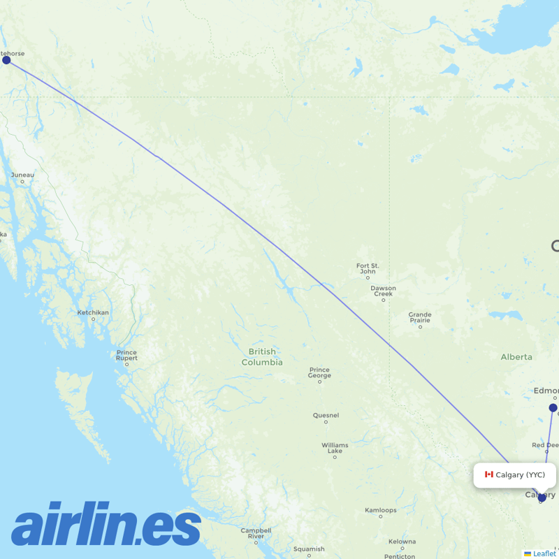 Air North from Calgary International destination map