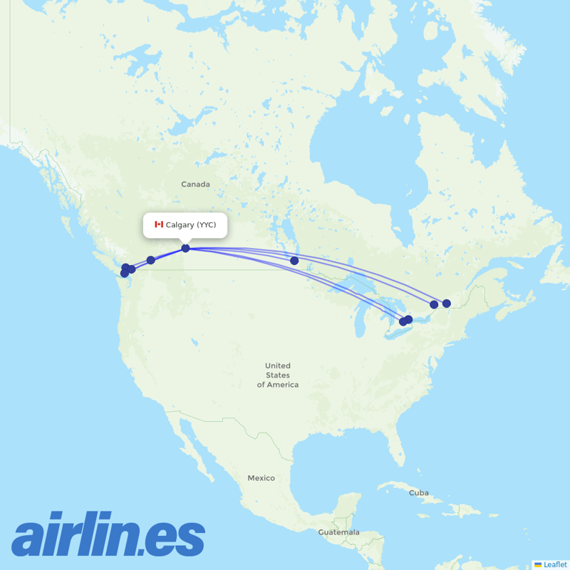 Flair Airlines from Calgary International destination map