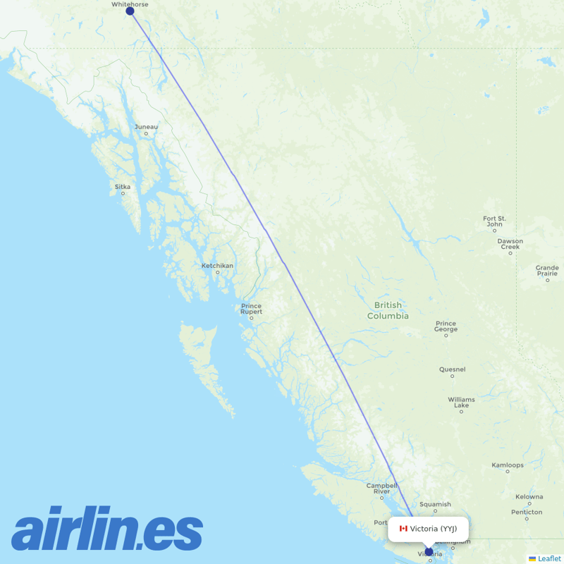 Air North from Victoria International destination map