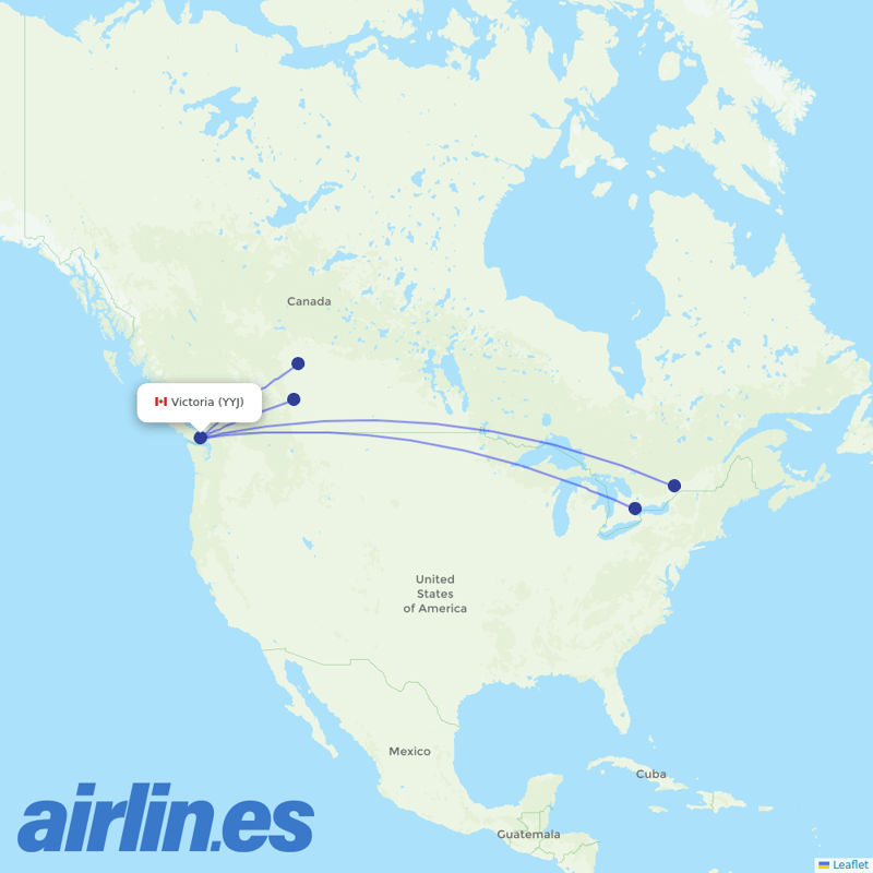 Flair Airlines from Victoria International destination map