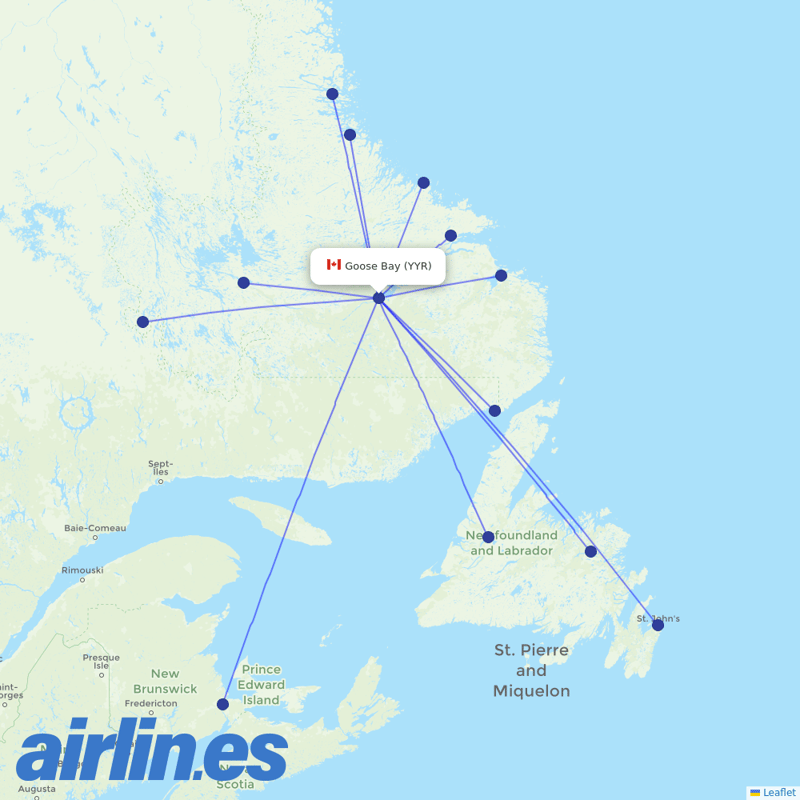 PAL Aerospace from Goose Bay destination map