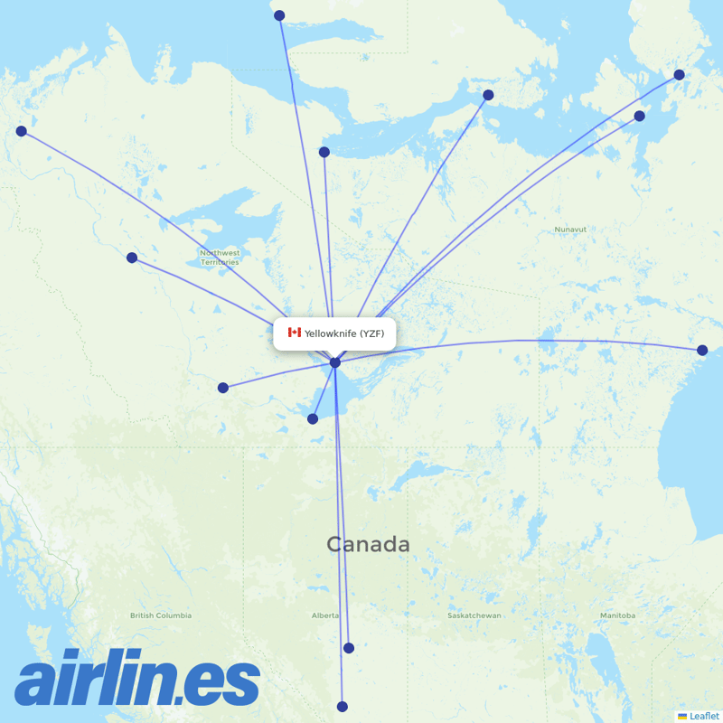 Canadian North from Yellowknife destination map