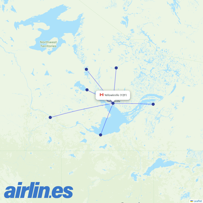 Air Tindi from Yellowknife destination map