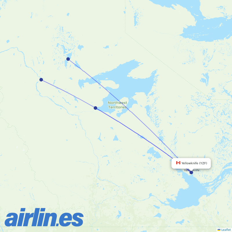 North-Wright Airways
 from Yellowknife destination map