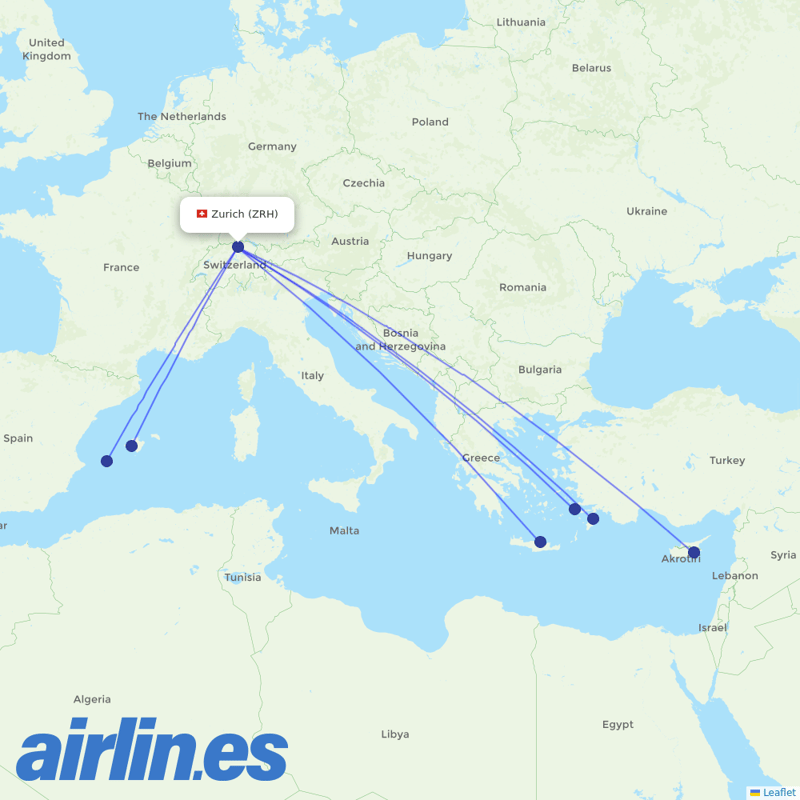Condor from Zurich Airport destination map