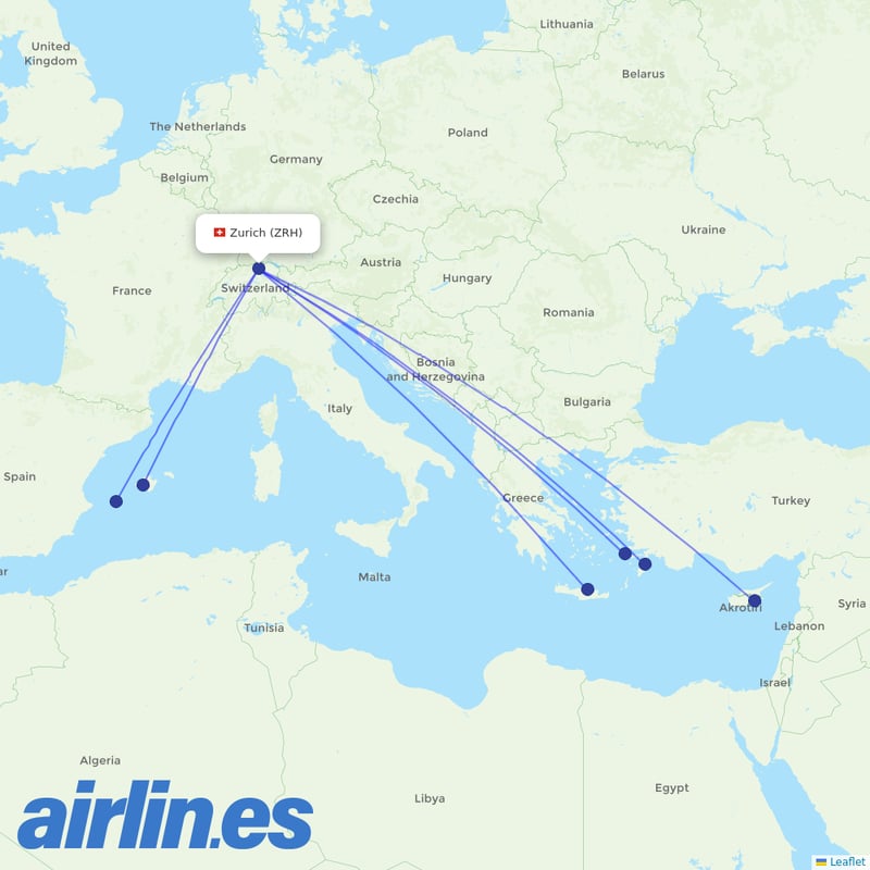 Condor from Zurich Airport destination map