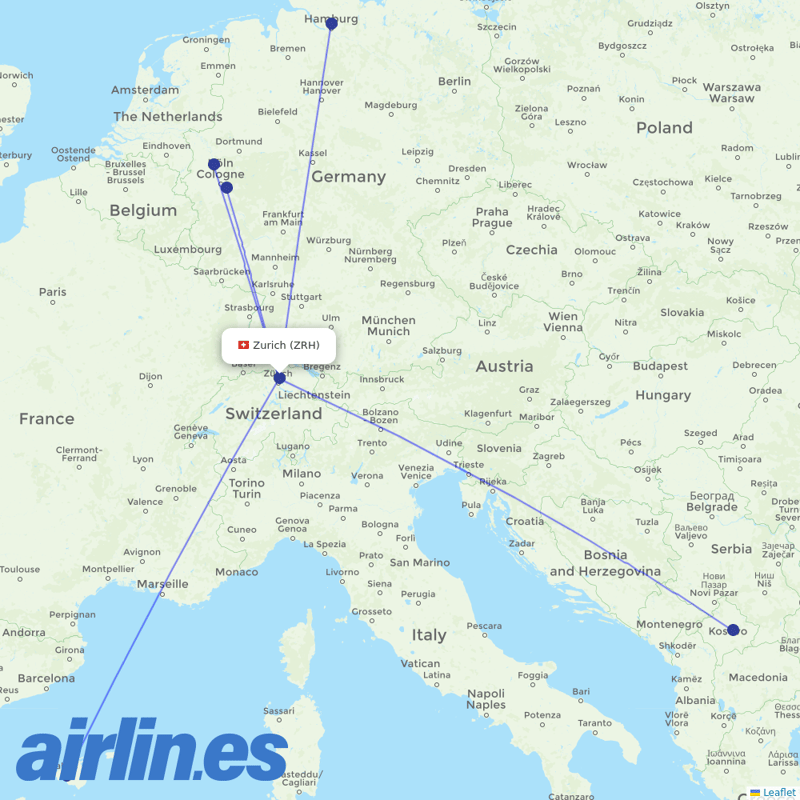 Eurowings from Zurich Airport destination map