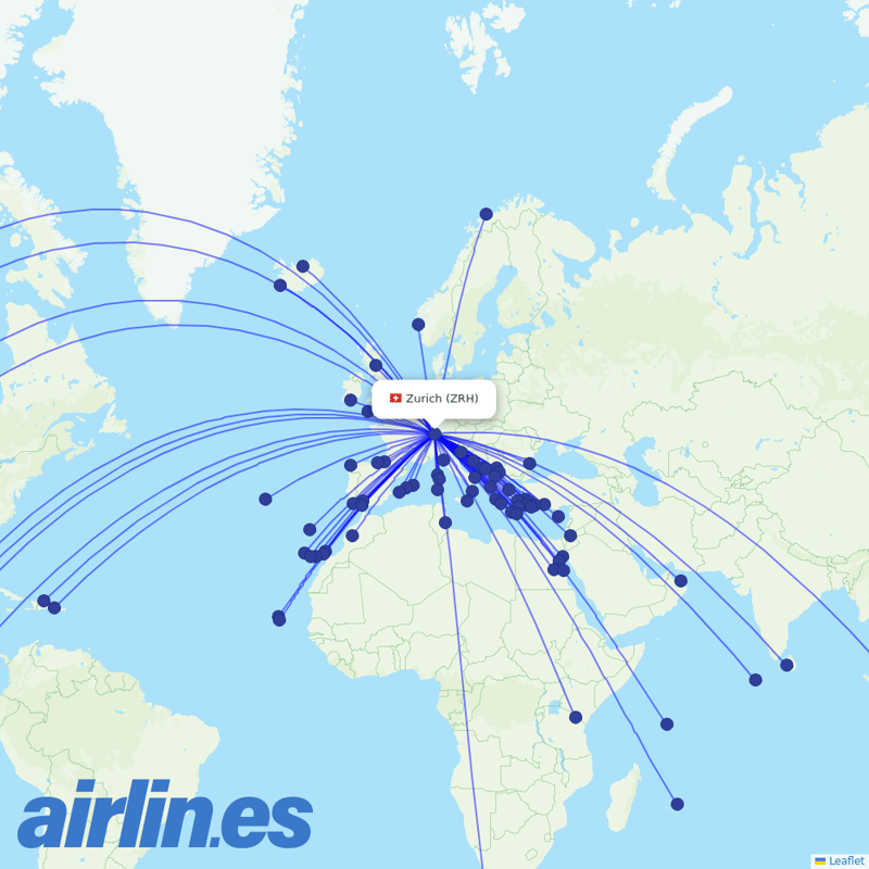 Edelweiss Air from Zurich Airport destination map