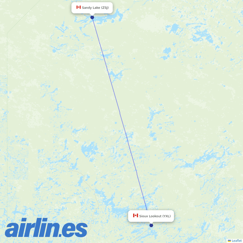 Bearskin Airlines from Sandy Lake Airport destination map