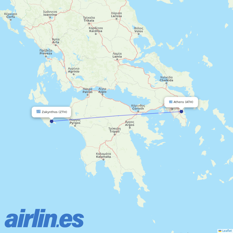 Olympic Air from Zakynthos International Airport destination map
