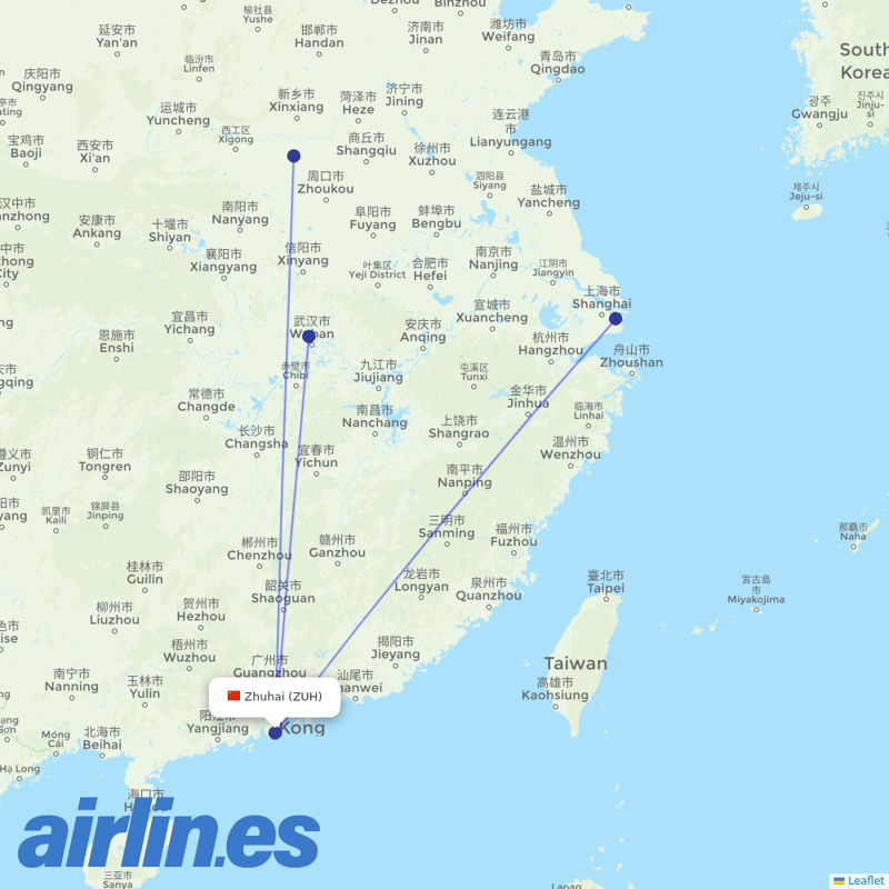 Suparna Airlines from Zhuhai Airport destination map